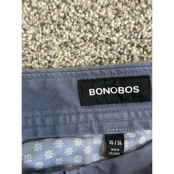 Bonobos Pants Men's 35x34  Blue Slim Fit Chino Flat Front Straight - Picture 4 of 7